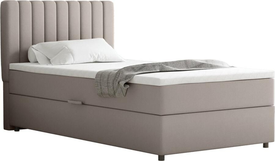 Panda Möbel Boxspring Everest 100 x 200 cm eenpersoonsbed met hoogwaardige Bonell-matras en topper