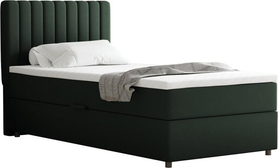 Panda Möbel Boxspring Everest 90 x 200 cm eenpersoonsbed met hoogwaardige Bonell-matras en topper