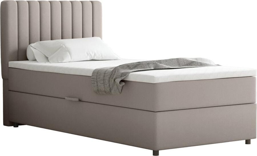 Panda Möbel Boxspring Everest 90 x 200 cm eenpersoonsbed met hoogwaardige Bonell-matras en topper