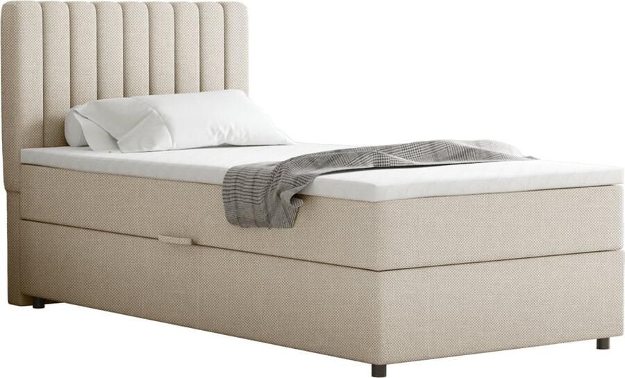 Panda Möbel Boxspring Everest 90 x 200 cm eenpersoonsbed met hoogwaardige Bonell-matras en topper