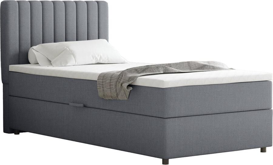 Panda Möbel Boxspring Everest 90 x 200 cm eenpersoonsbed met hoogwaardige Bonell-matras en topper