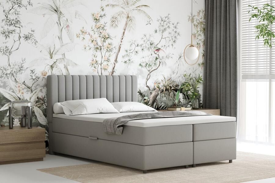 Panda Möbel EVEREST Boxspringbed 140 x 200 cm – Tweepersoonsbed met Bonell-matras topper en opbergruimte Lichtg - Foto 2