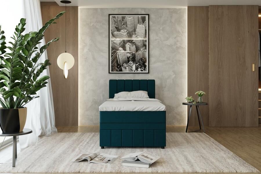 Panda Möbel Tweepersoonsbed Eenpersoonbed AVALON 100 x 200 cm tweepersoons met hoogwaardige Bonell-matras en topper