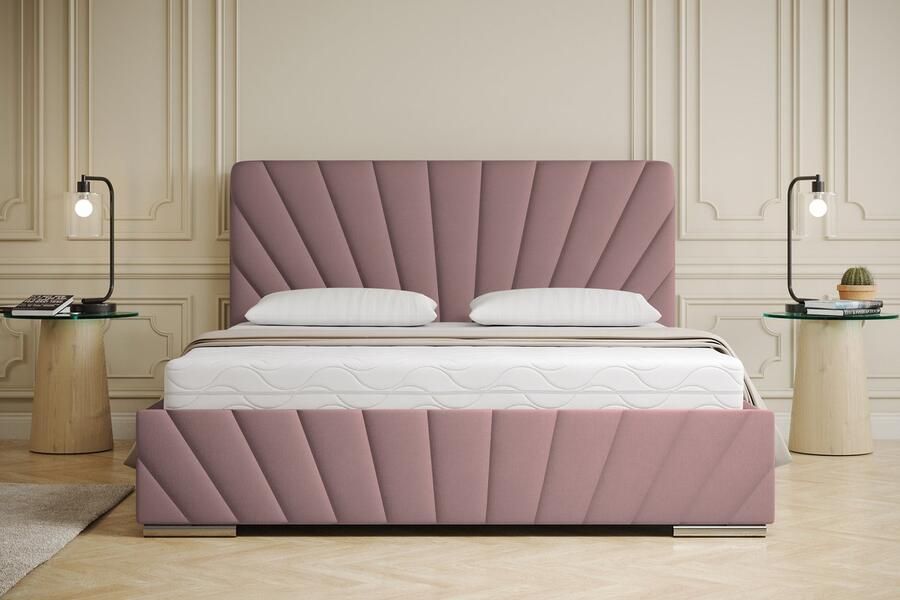 Panda Möbel Tweepersoonsbed RAY 180 x 200 cm met opbergruimte lattenbodem en Pocketveringmatras H3 (19 cm hoog)