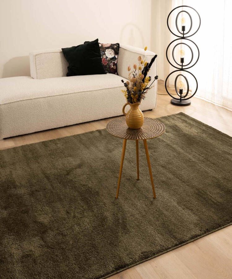 Paon Brillant Velours vloerkleed Flair olijfgroen 120x170 cm