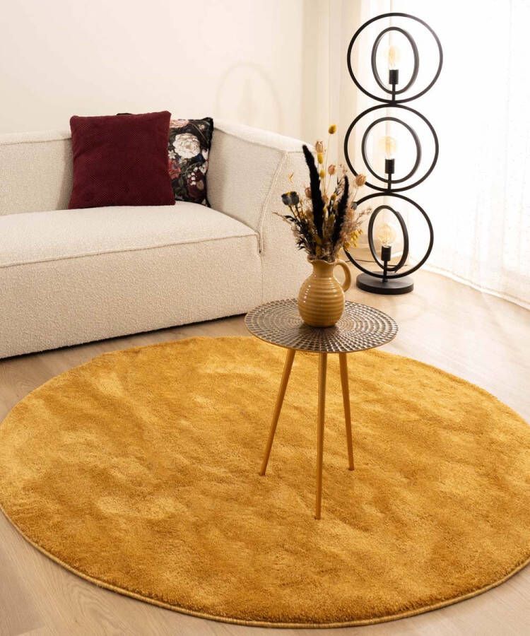 Paon Brillant Velours vloerkleed rond Flair goud 200 cm rond