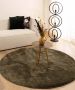 Paon Brillant Velours vloerkleed rond Flair olijfgroen 200 cm rond - Thumbnail 1