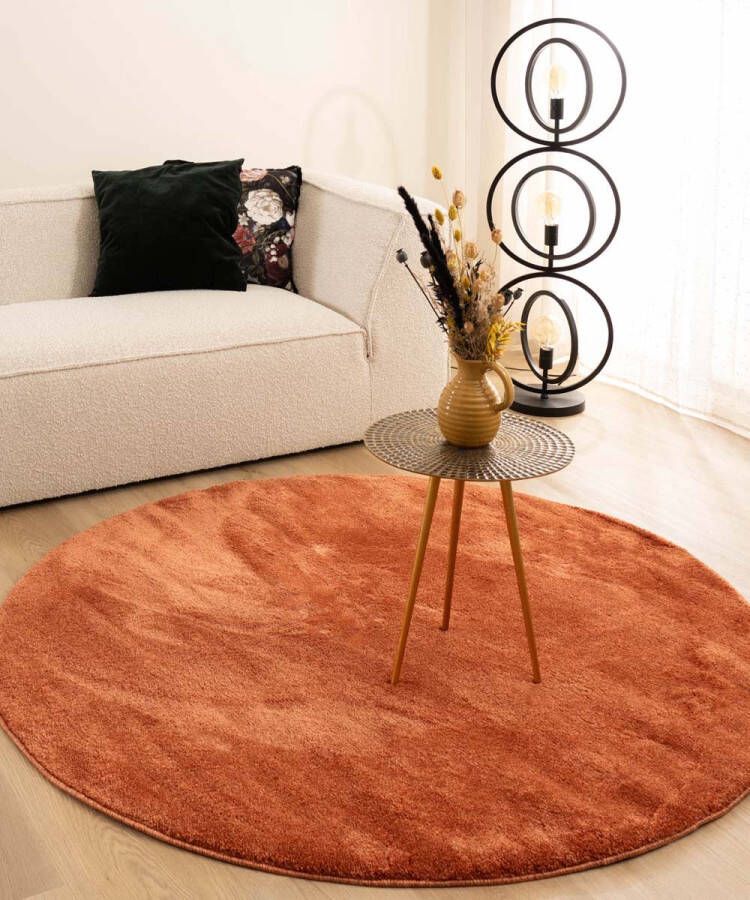 Paon Brillant Velours vloerkleed rond Flair terracotta 100 cm rond