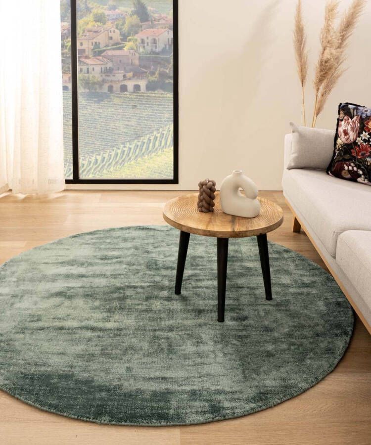 Paon Brillant Viscose vloerkleed rond Glamour azuurblauw 100 cm rond