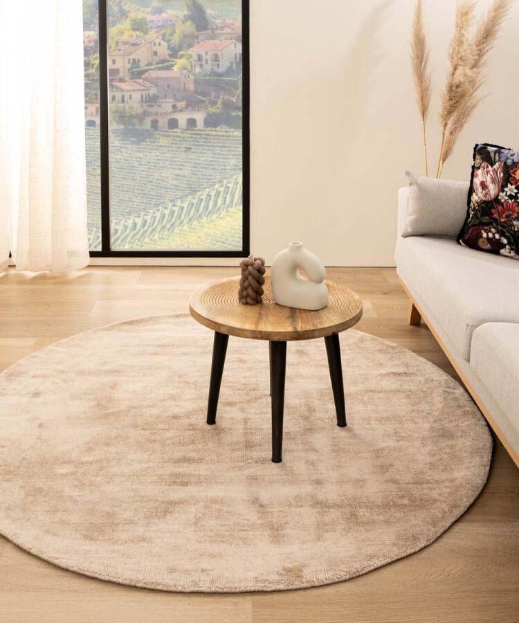 Paon Brillant Viscose vloerkleed rond Glamour beige 300 cm rond