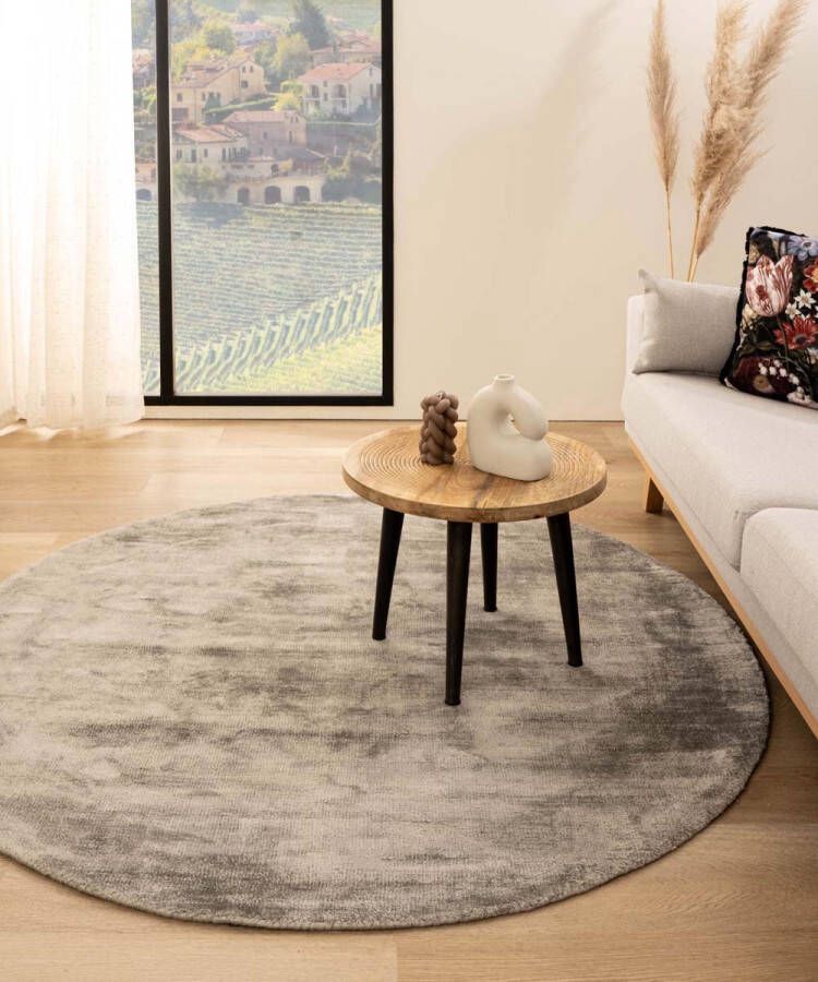 Paon Brillant Viscose vloerkleed rond Glamour zilver 140 cm rond