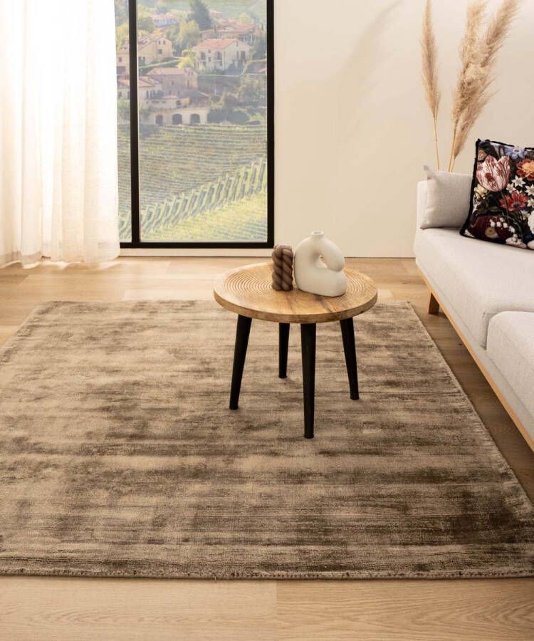 Paon Brillant Viscose vloerkleed vierkant Glamour bruin 100x100 cm