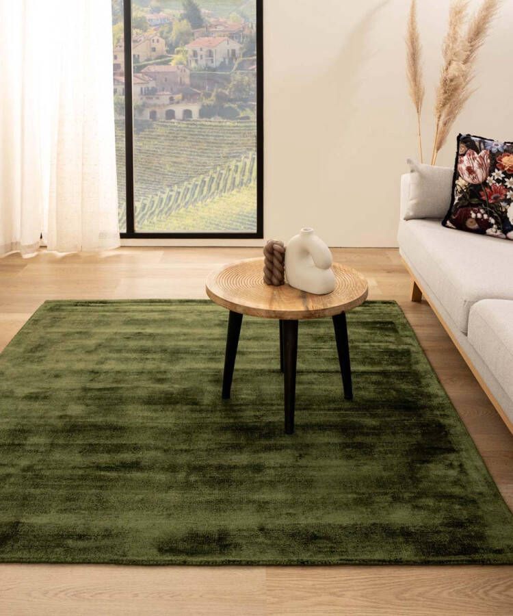 Paon Brillant Viscose vloerkleed vierkant Glamour groen 300x300 cm