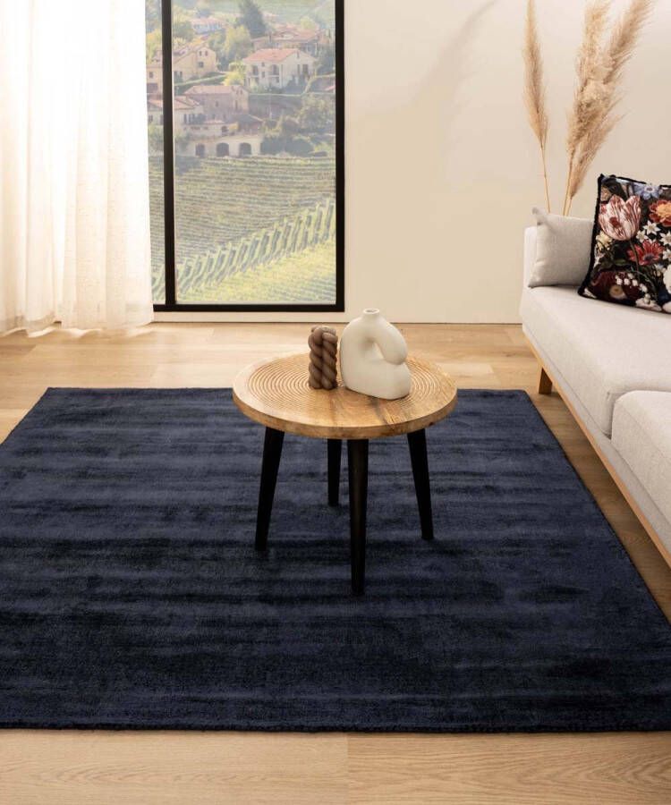 Paon Brillant Viscose vloerkleed vierkant Glamour marineblauw 140x140 cm
