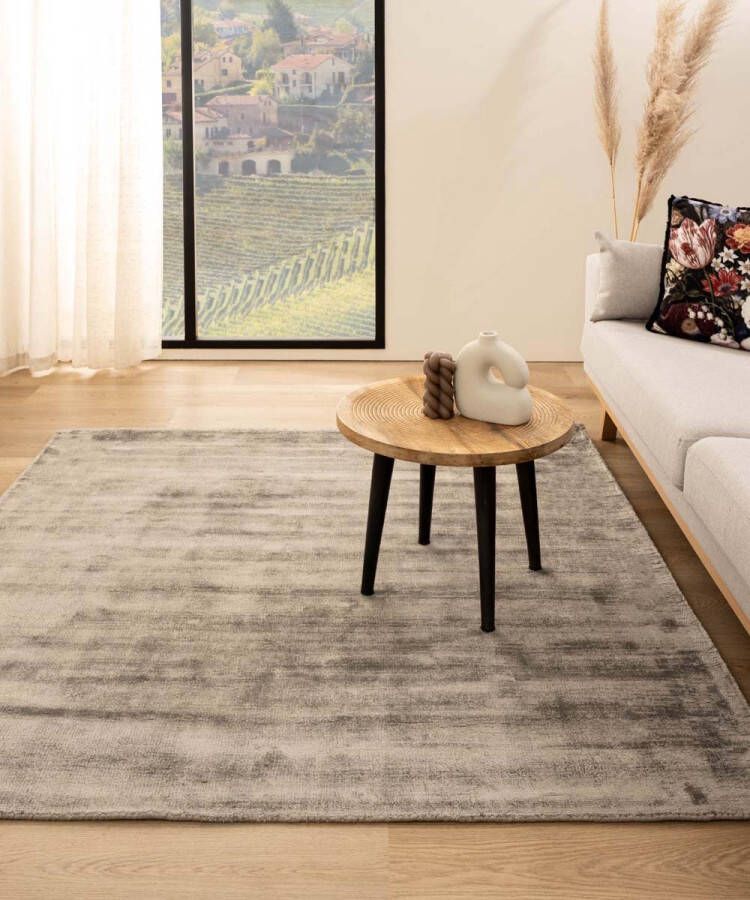 Paon Brillant Viscose vloerkleed vierkant Glamour zilver 200x200 cm