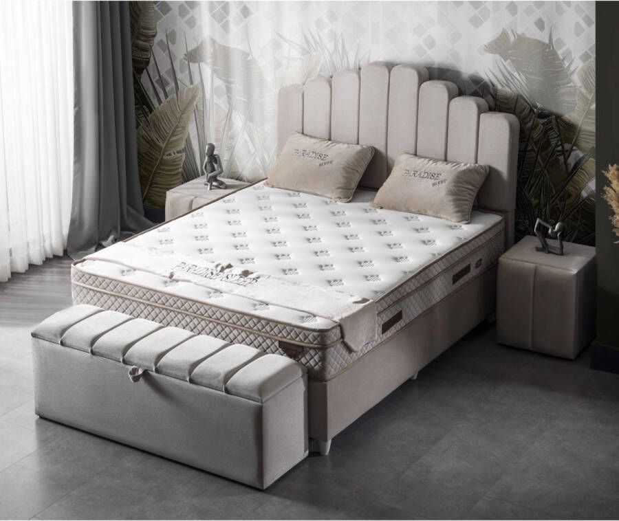 paradise Bedding Boxspring met opbergruimte opberg boxspring Scarlet beige stof 160x200