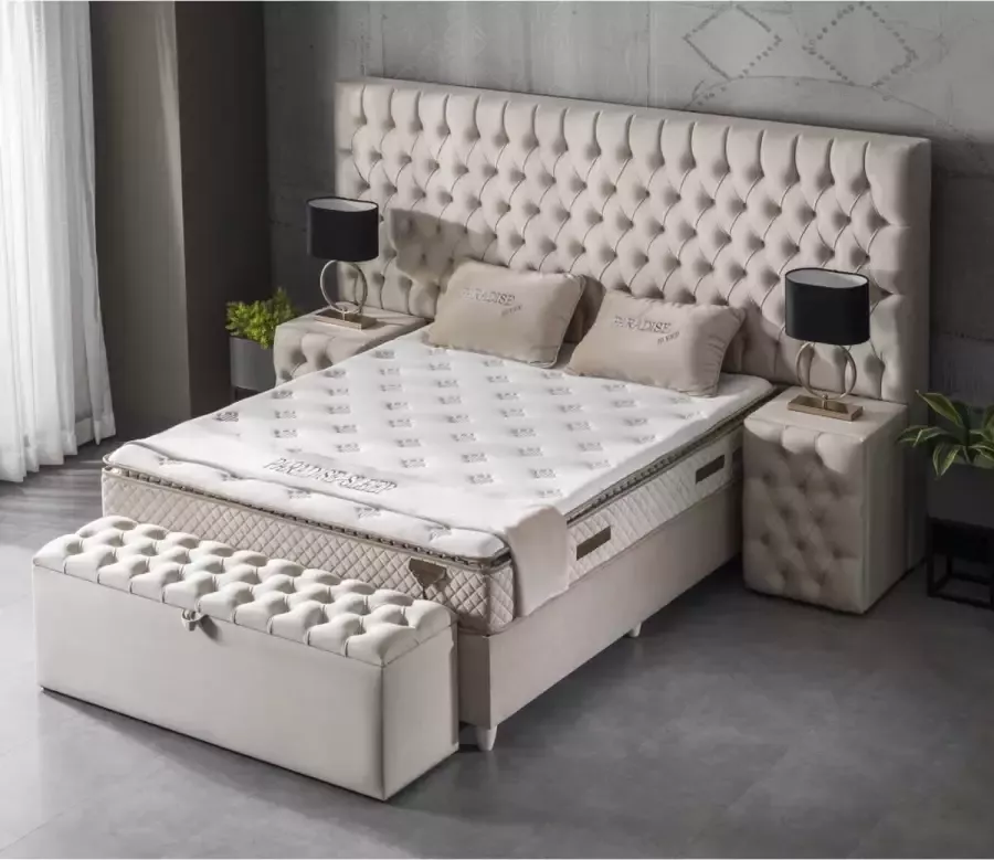 Paradise Bedding Boxspring met opbergruimte Opberg Boxspring Sevilla Beige 160x200 XXL