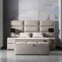 Paradisebedding.nl Boxspring met opbergruimte Opberg boxspring Marbella 160 x 200 Beige incl pocketvering matras - Thumbnail 2