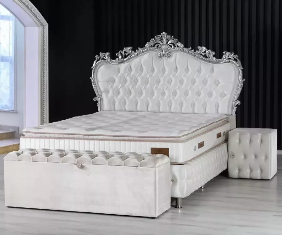Paradisebedding.nl Boxspring met opbergruimte opberg bed Sevilla- Wit -180 x 200 AANBIEDING!