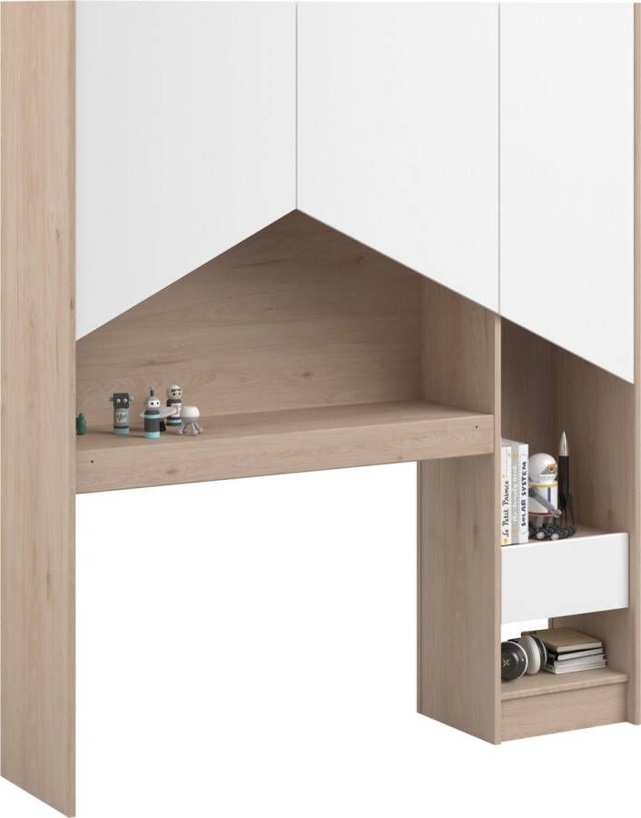 Parisot Achterbouw bed & bureau Shelby eik wit