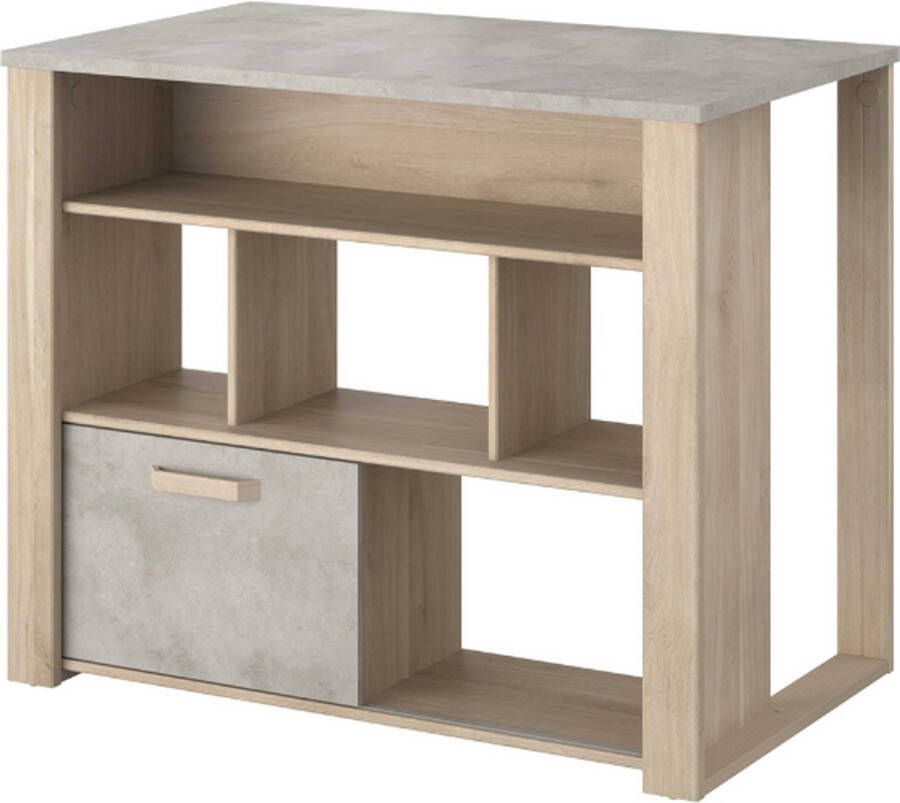 Parisot Bartafel Colin 110x67 met opbergmogelijkheden lichte betonlook