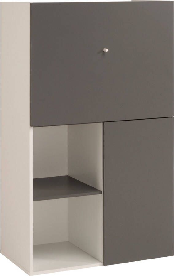 Parisot EMOB Kast Flip 80cm 2 deuren grijs wit Secretaires Wit; Grijs Melamine; Spaanplaat Secretaires Op voorraad