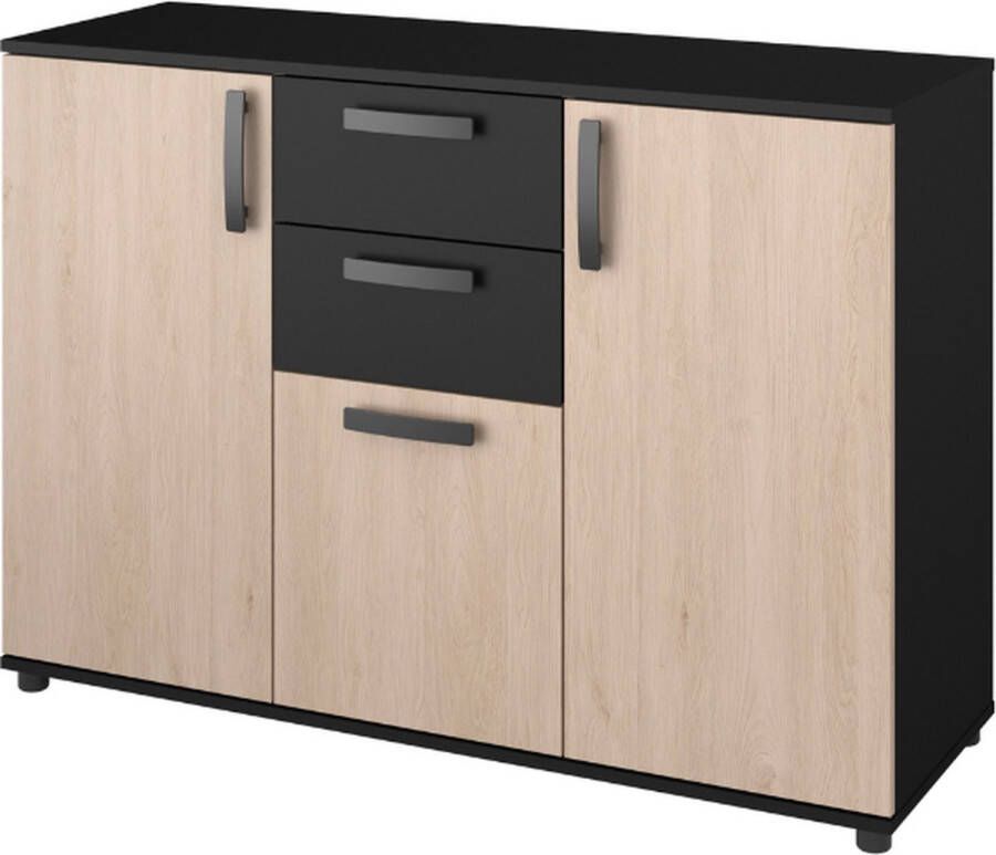 Parisot Console Celestia met 3 deuren en 2 lades eikdecor zwart - Foto 2