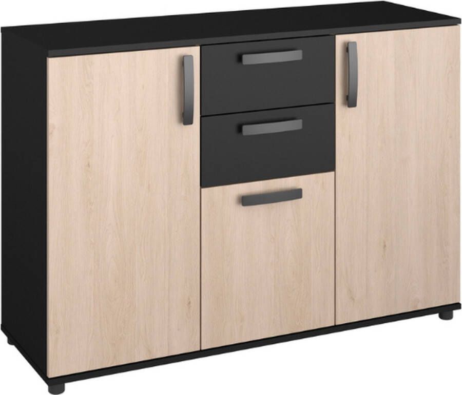 Parisot Console Celestia met 3 deuren en 2 lades eikdecor zwart