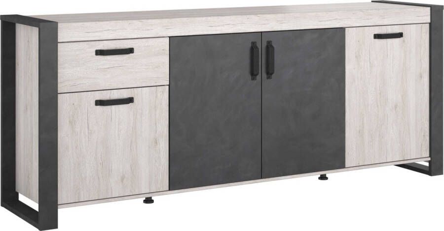 Parisot Dressoir Sandy 218cm met 4 deuren en 1 lade grijze eik beton - Foto 2