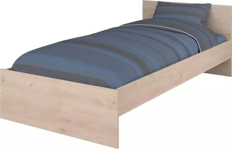 Parisot EMOB Eenpersoonsbed Shelby 90x200 eik Houten kinderbedden Bruin Spaanplaat Houten kinderbedden Eenpersoons Normaal bed Op voorraad - Foto 4