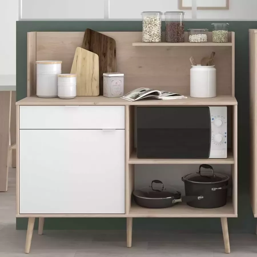 Parisot Keukenkast Filipa 118cm 1 deur & 1 lade wit eik decor