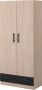 Parisot Cabinet 2 scharnierende deuren + 1 lade Deelbeugel Chene en zwart decor L 78 cm x d 38 cm x h 170 cm vari - Thumbnail 2