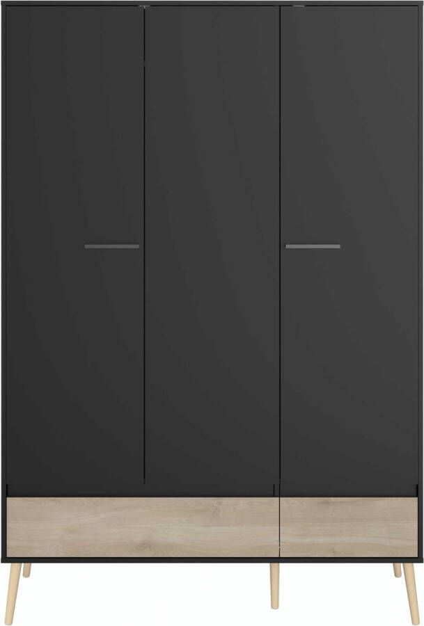 Parisot Kledingkast Hardy 135cm met 3 deuren zwart eik