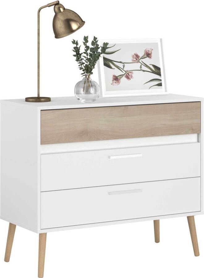 Parisot Ladekast Hardy 91cm met 3 lades wit eik