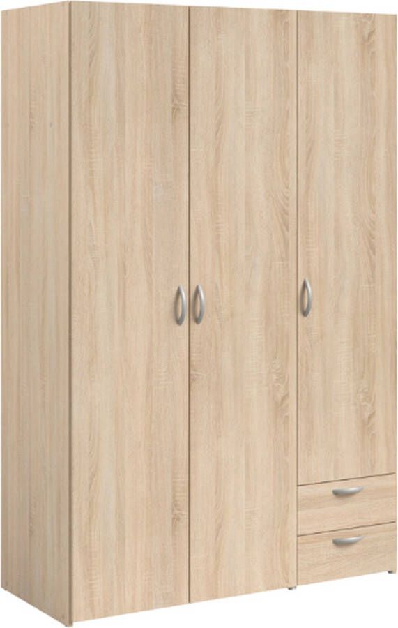 Parisot Varia Cabinet Chene Decor 3 scharnierende deuren + 2 laden L 120 x H 185 x D 51 cm