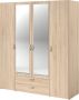 Parisot Vari -kast Oak Decor 4 scharnierende deuren + 2 spiegels + 2 laden L 160 x H 185 x D 51 cm - Thumbnail 1