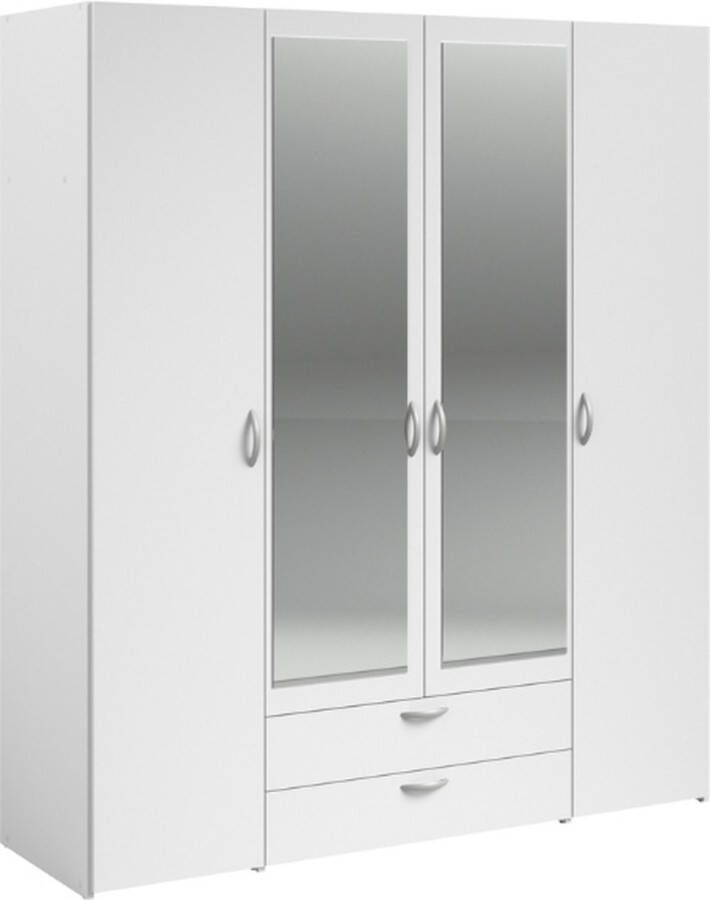PARISOT Varia garderobe wit decor 4 scharnierende deuren + 2 spiegels + 2 laden l 160 x h 185 x d 51 cm - Foto 2
