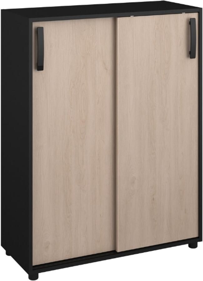 Parisot Bijzetkastje Celestia met 2 schuifdeuren eikdecor zwart - Foto 2