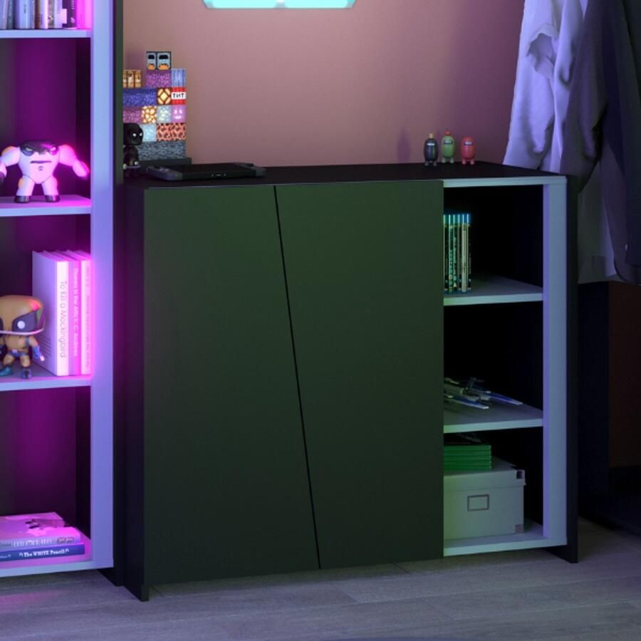 Parisot Bijzetkastje LevelUp 93cm met twee deuren zwart wit