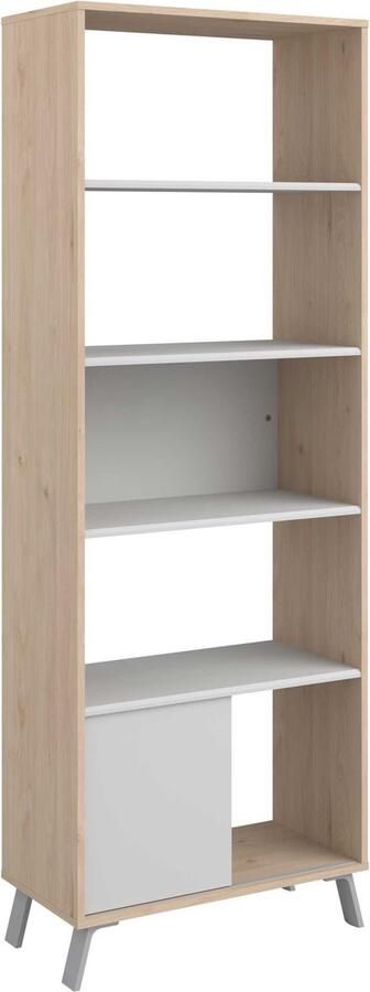 Parisot EMOB Boekenkast Ara-184cm-4 legplanken-lichtgrijs eik Boekenkasten Grijs Spaanplaat Boekenkasten Op voorraad - Foto 3