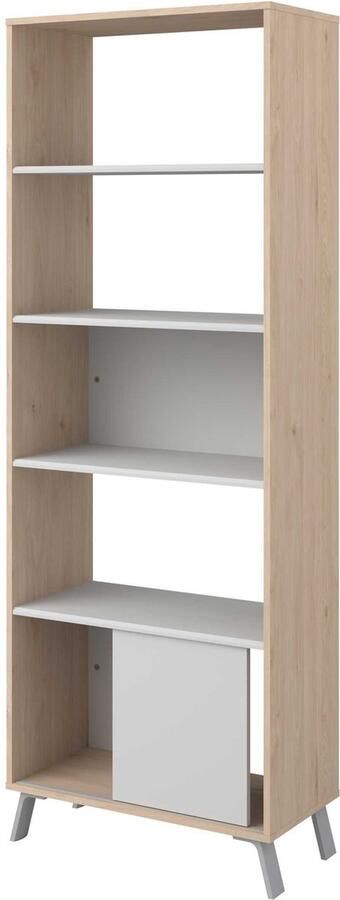 Parisot EMOB Boekenkast Ara-184cm-4 legplanken-lichtgrijs eik Boekenkasten Grijs Spaanplaat Boekenkasten Op voorraad - Foto 2