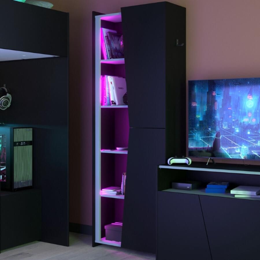 Parisot Boekenkast LevelUp 67cm met ledverlichting zwart wit