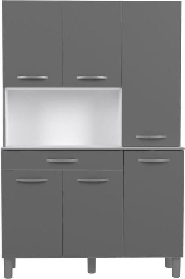 EKIPA Oslo -buffet van 120 cm 1 lade en 6 deuren L 120 x D 40 x H 185 cm Briljante grijze kleur - Foto 2