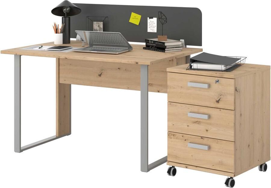 Parisot EMOB Bureau The Office 120 cm eik Bureautafels Bruin Metaal; Spaanplaat Bureautafels Op voorraad