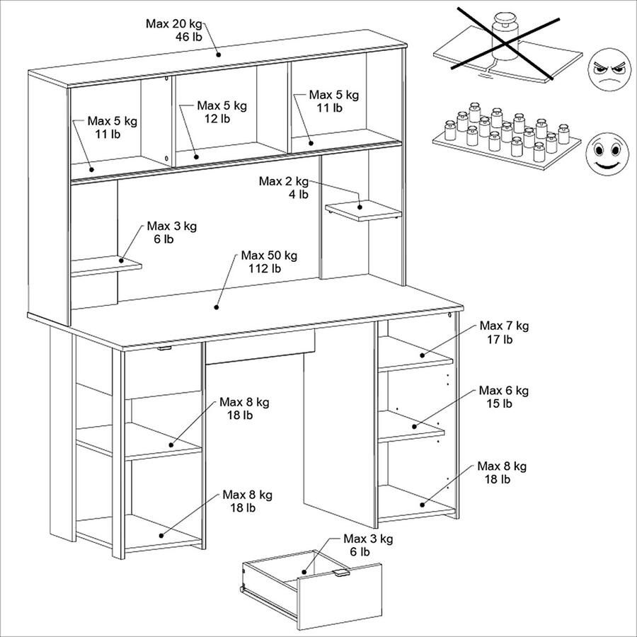 Parisot EMOB Bureau Danilsa met opbergruimte zwart Kantoor Zwart Melamine; Spaanplaat Kantoor Op voorraad