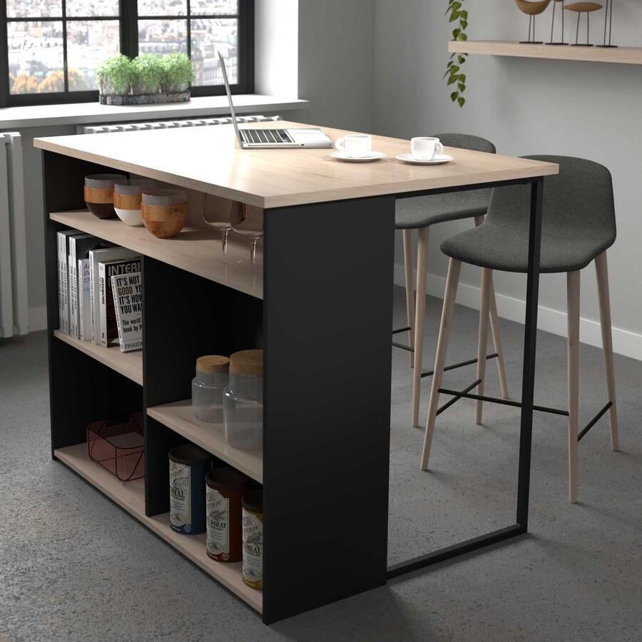 Parisot EMOB Bartafel Liantis 109 x 80 x 90 cm Artisan Oak-design Bartafels Antraciet MDF Bartafels Op voorraad