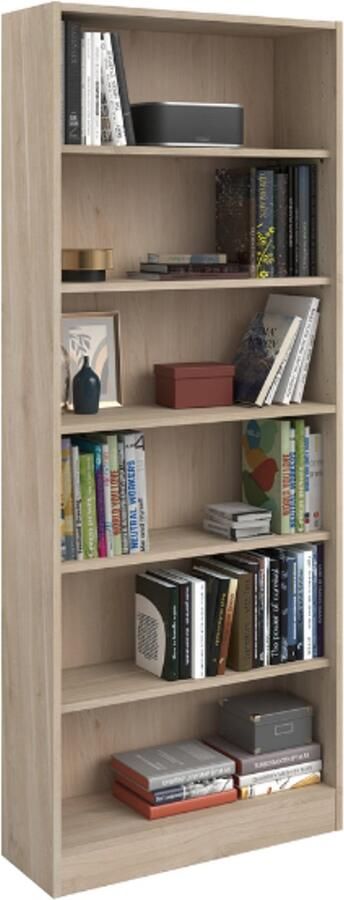 Parisot EMOB Boekenkast Hobby 198 cm-5 legplanken-eik Boekenkasten Bruin Spaanplaat Boekenkasten Op voorraad - Foto 4