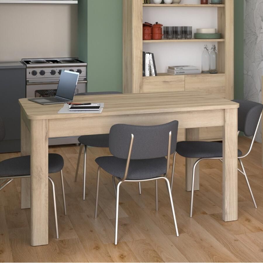 Parisot EMOB Eettafel Porto 138x80cm eikdecor Keukentafels Bruin Spaanplaat Keukentafels Op voorraad