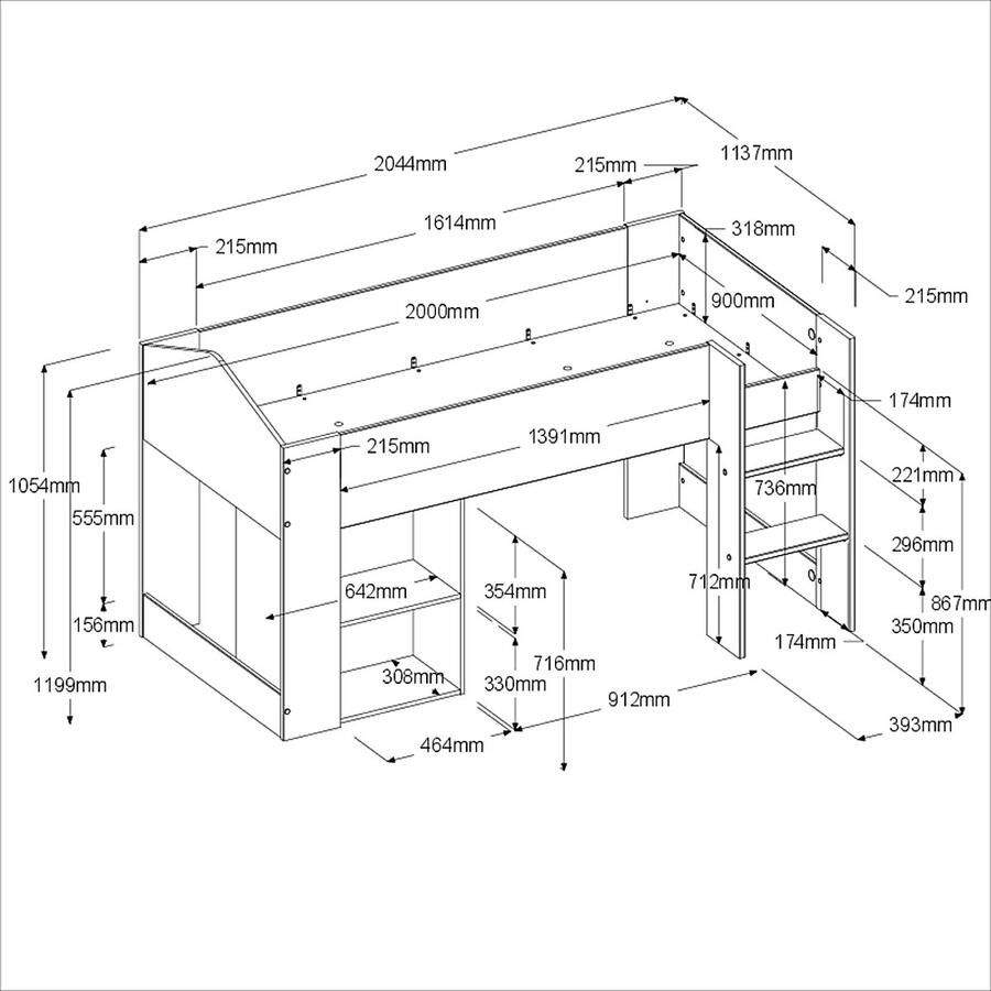 Parisot Halfhoogslaper Shelter wit eik 90x200 - Foto 2