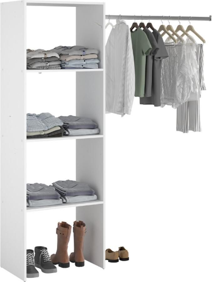 Parisot Kledingkast Botan B 160cm 3 legplanken & 1 kledingroede wit